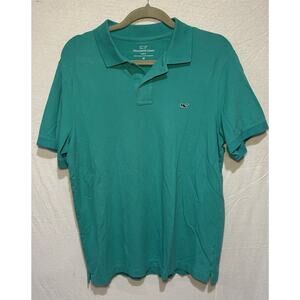 Vineyard Vines Polo Shirt Men's Medium Teal Green Golf Cotton Short Sleeve